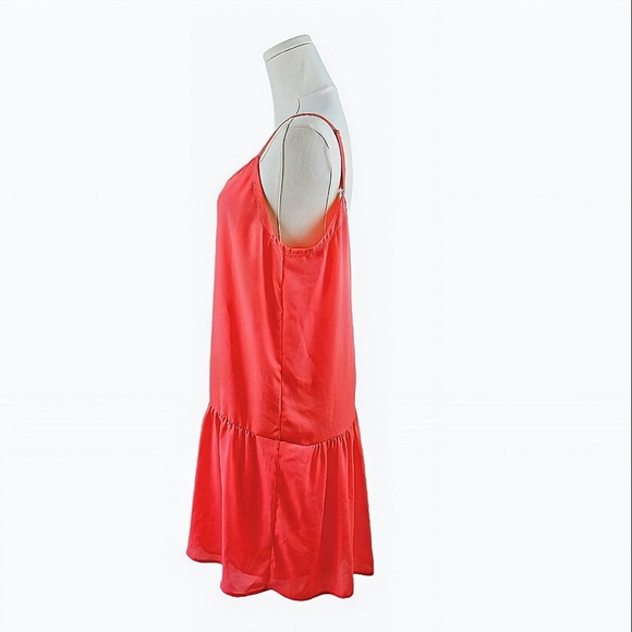Alya Coral Drop Waist Sleeveless V-Neck Dress Francesca's Size M - Picture 2 of 4